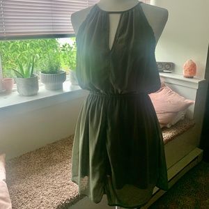 Moss Green summer halter dress boho style